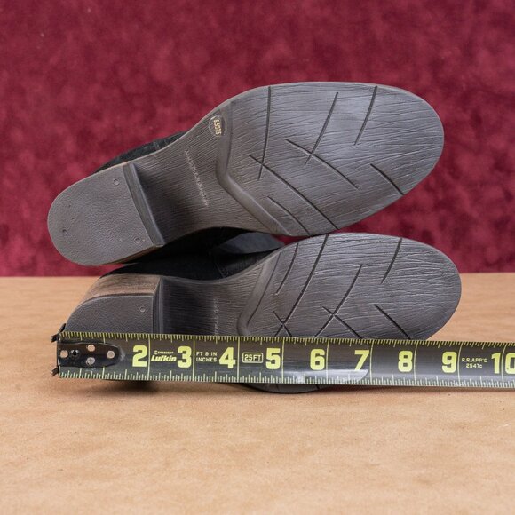 Lucky Brand Women Black Suede Western Block Heel Zip Knee Boots Sz 6.5 EUR37.5 - Picture 5 of 10